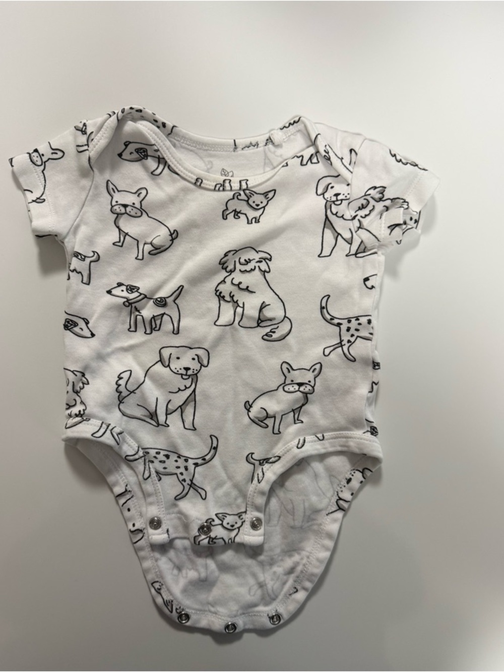 White Puppy Print Baby One-Piece Bodysuit